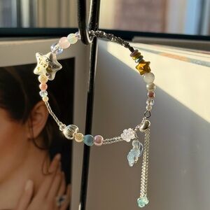 Silver Alloy Star&Cat Paw Bracelet